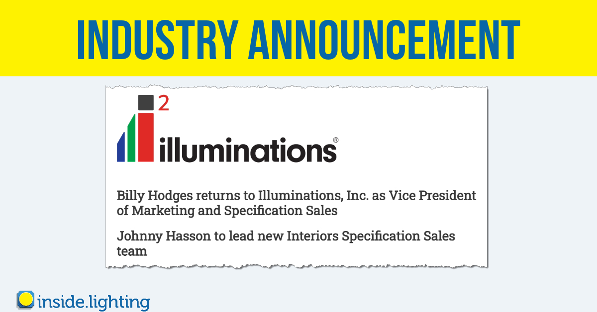 Billy Hodges returns to Illuminations, Inc. as Vice President of